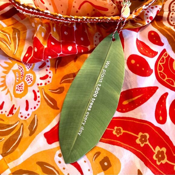 New FARM Rio Wonderful Scarf Pants Tassel Beaded Drawstring Tie Orange S or M - Picture 15 of 15